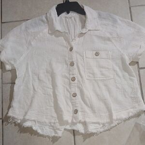 AEROPOSTALE Womens Size S White Boxy Fit Button Down Shirt